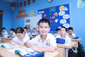 Học sinh Trường Tiểu học Đại Mỗ 3, phường Tây Mỗ, Hà Nội. Ảnh: Đình Tuệ.