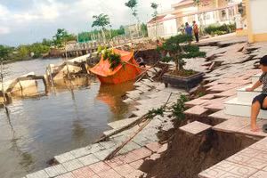 Khu vực xảy ra sạt lở. (Ảnh: Quách Mến)