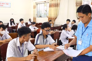 Học sinh ở Cà Mau tham gia Kỳ thi thử tốt nghiệp THPT năm 2025. Ảnh: Quách Mến