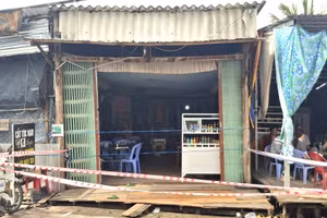 Hiện trường nơi xảy ra vụ án mạng.