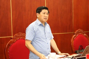 Ông Lê Văn Sử, Phó Chủ tịch UBND tỉnh Cà Mau phát biểu tại cuộc họp.