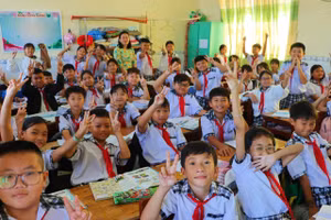 Một lớp học tại Trường Tiểu học Giá Rai B (thị xã Giá Rai, Bạc Liêu). (Ảnh: Quách Mến)