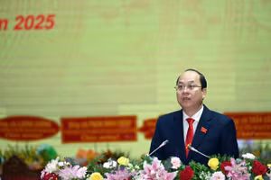 Ông Nguyễn Hồ Hải, Bí thư Tỉnh ủy Cà Mau phát biểu bế mạc Đại hội. 