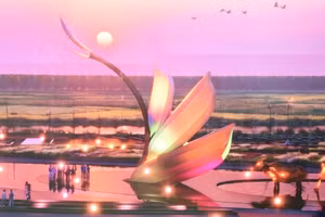 Mô phỏng Biểu tượng tôn vinh nền văn minh lúa nước Cà Mau.