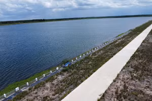 Công trình hồ chứa nước ngọt tại tỉnh Cà Mau.