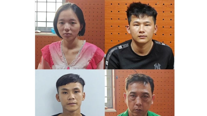 Các đối tượng trong vụ dàn cảnh giật dây chuyền tại Liên Hoa Bảo Tháp ra đầu thú. Ảnh: Công an Cần Thơ.