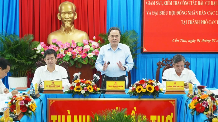 Chủ tịch Quốc hội Trần Thanh Mẫn phát biểu tại buổi làm việc.