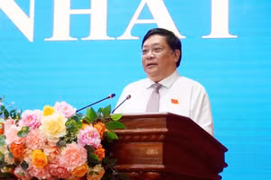 Chủ tịch UBND tỉnh Đồng Tháp Phạm Thành Ngại phát biểu nhận nhiệm vụ. Ảnh: V.T.