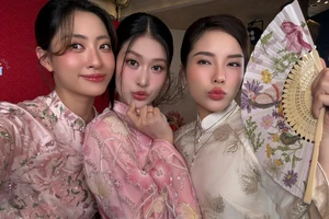 Bộ ảnh áo dài Tết lộng lẫy của ba nàng hậu đình đám làng nhan sắc Việt