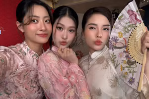 Bộ ảnh áo dài Tết lộng lẫy của ba nàng hậu đình đám làng nhan sắc Việt