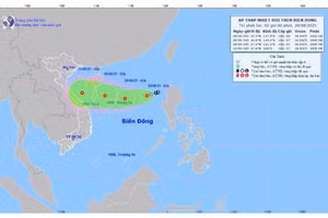 Áp thấp nhiệt đới khả năng mạnh thêm, mỗi giờ đi được khoảng 15km