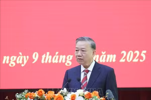 Tổng Bí thư Tô Lâm phát biểu tại cuộc gặp mặt. (Ảnh: Thống Nhất/TTXVN)