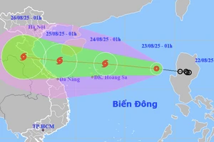 Dự báo hướng đi của bão số 5.