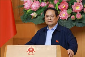 Thủ tướng Phạm Minh Chính chủ trì cuộc họp về phát triển sàn dữ liệu tại Việt Nam. Ảnh: Dương Giang/TTXVN