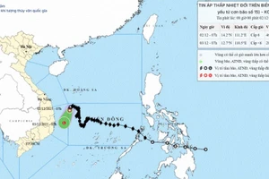 Áp thấp nhiệt đới đang suy yếu thành vùng áp thấp trên khu vực biển Đắk Lắk-Khánh Hòa
