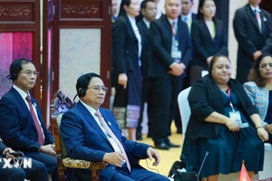 Thủ tướng Phạm Minh Chính phát biểu tại Phiên họp hẹp Hội nghị Cấp cao ASEAN lần thứ 45. (Ảnh: Dương Giang/TTXVN) 