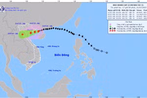 Bản đồ dự báo quỹ đạo và cường độ bão số 3 lúc 17h ngày 21/7/2025.