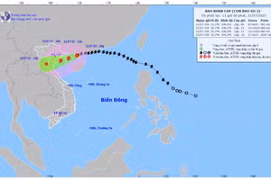 Dự báo vị trí và hướng di chuyển của bão số 3.