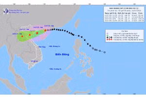 Dự báo hướng đi của bão WIPHA. (Ảnh: Trung tâm Dự báo Khí tượng Thủy văn Quốc gia)