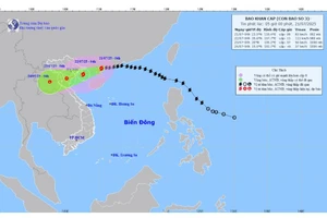 Dự báo hướng đi của bão số 3. (Ảnh: Trung tâm Dự báo Khí tượng Thủy văn Quốc gia)
