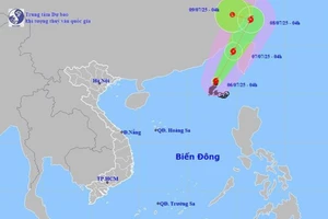 Đường đi và vị trí của bão số 2.