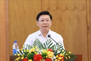 Đồng chí Trần Thanh Lâm, Uỷ viên Trung ương Đảng, Phó Trưởng Ban Tuyên giáo và Dân vận Trung ương phát biểu chỉ đạo hội nghị. Ảnh: Phương Hoa/TTXVN