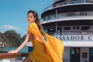 Hoa hậu Lê Hoàng Phương đẹp hút mắt giữa kỳ quan thiên nhiên