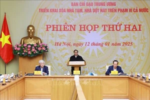 Thủ tướng Phạm Minh Chính chủ trì phiên họp thứ hai của Ban Chỉ đạo Trung ương triển khai xoá nhà tạm, nhà dột nát. Ảnh: Dương Giang/TTXVN