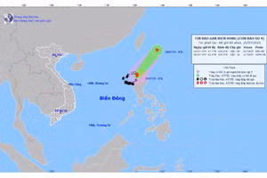 Dự báo hướng đi bão số 4. Ảnh: Trung tâm Dự báo khí tượng thủy văn quốc gia