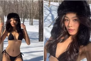 Á hậu Thảo Nhi Lê thả dáng nóng bỏng giữa tuyết trắng