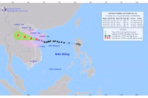 Dự báo hướng đi của bão Kajiki.