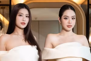 Hoa hậu Thanh Thủy, Thiên Ân xuất hiện lộng lẫy, tự tin đọ sắc cùng dàn sao quốc tế