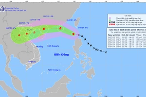 Dự báo hướng và thời gian di chuyển của bão Wipha. (Ảnh: TTDBKTTVQG)