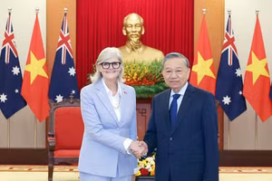 Tổng Bí thư Tô Lâm tiếp Toàn quyền Australia Sam Mostyn thăm cấp Nhà nước tới Việt Nam. (Ảnh: Thống Nhất/TTXVN)