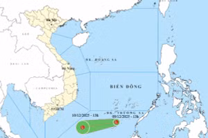 Vùng áp thấp ở Biển Đông suy yếu và tan dần, gió giật cấp 7