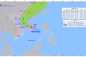 Dự báo quỹ đạo và cường độ Bão số 1. (Ảnh: Trung tâm Dự báo khí tượng thủy văn quốc gia).