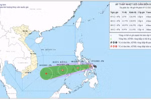 Áp thấp nhiệt đới giật cấp 8, chuẩn bị di chuyển vào Biển Đông 