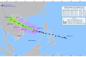 Bão Bualoi cách Hoàng Sa hơn 300km, tốc độ khoảng 35km/h
