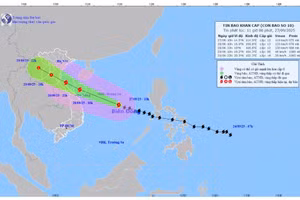 Bão Bualoi cách Hoàng Sa hơn 300km, tốc độ khoảng 35km/h