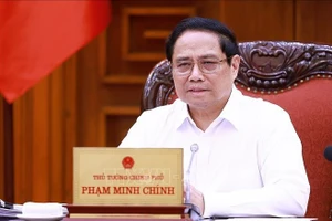 Thủ tướng Phạm Minh Chính chủ trì họp Thường trực Chính phủ để thảo luận về một số luật trình Quốc hội. Ảnh: Dương Giang/TTXVN