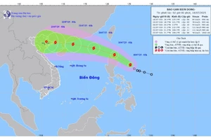 Vị trí và hướng đi của bão. (Nguồn: Trung tâm Dự báo Khí tượng Thủy văn Quốc gia)