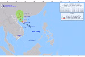 Dự báo hướng đi của áp thấp nhiệt đới trên Biển Đông.