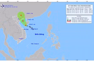 Dự báo hướng đi của áp thấp nhiệt đới trên Biển Đông.
