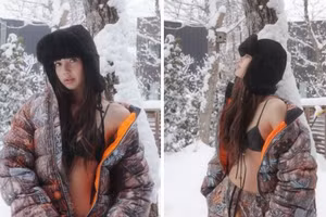 Lisa (BLACKPINK) gây bão với loạt ảnh bikini giữa tuyết trắng