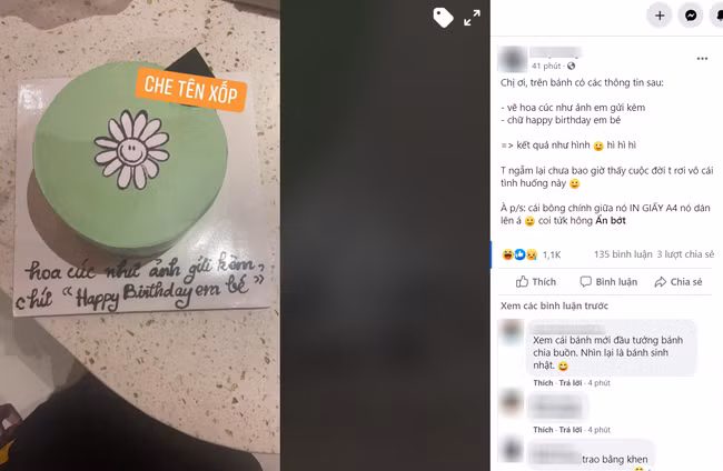 Bài đăng về chiếc bánh sinh nhật thu hút sự chú ý của cộng đồng mạng.