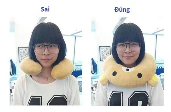 Gối đeo cổ phải mang như thế này mới đúng, hai phần đỉnh của gối phải được đặt ra phía sau, chắc rằng nhiều người vẫn đang làm sai. Gối đeo cổ phải mang như thế này mới đúng, hai phần đỉnh của gối phải được đặt ra phía sau, chắc rằng nhiều người vẫn đang làm sai