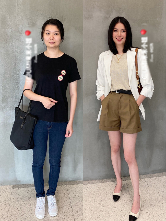 Đừng quá xuề xòa với bản thân, hãy như nàng này nhìn trẻ xinh hơn bao nhiêu khi thay đổi kiểu tóc và phong cách thời trang. Mạnh dạn mix các món đồ xì tin lại với nhau và khoác thêm chiếc blazer nữa là mọi chuyện sẽ khác ngay thôi. Empty