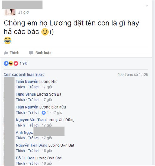 Bà mẹ lên mạng nhờ đặt tên cho con họ 