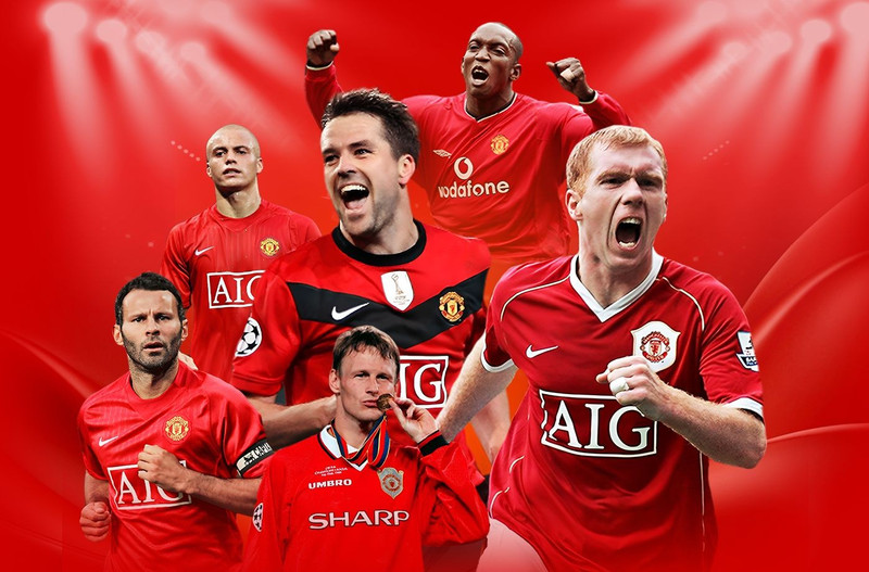 Thời Sir Alex Ferguson (1986–2013) được đánh giá là thời kỳ hoàng kim, giai đoạn vĩ đại nhất lịch sử MU với cú ăn ba lịch sử 1998/99: Premier League, FA Cup, Champions League. mu.jpg