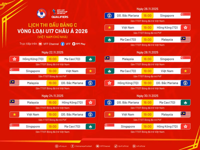 Lịch thi đấu của U17 Việt Nam ở vòng loại U17 châu Á. web-lichthidau-vlu17chaua2026-bangc-2-69213b356a5b3.png